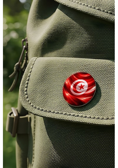 Tunus Tunisia Abstract Ülke Bayraklı Buton Rozet - 44 MM 5 Adet Çok Renkli