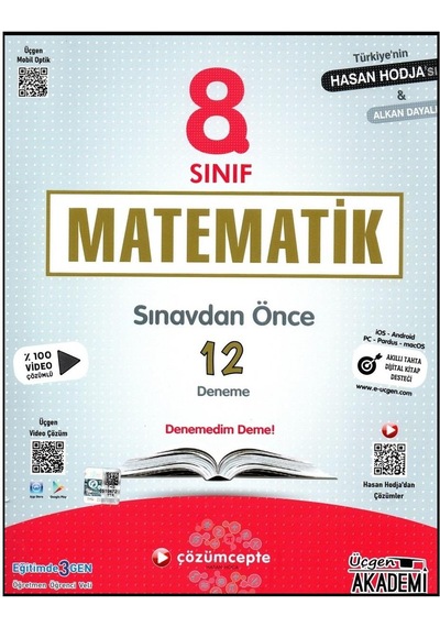8.Sınıf Matematik Sınavdan Önce 12 Deneme - Alkan Dayalı - Üçgen Akademi