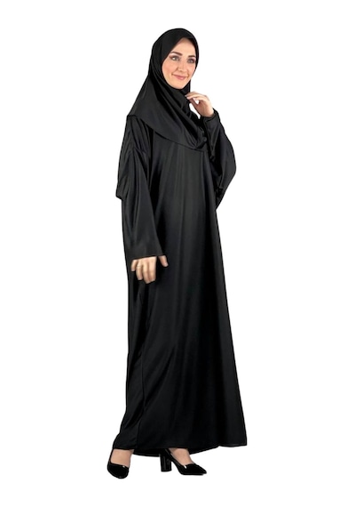 Modish Group Namaz Elbisesi Eşarp Seccade Tesbih Set, İslami Giyim Takım Ferace Turban Şal Siyah