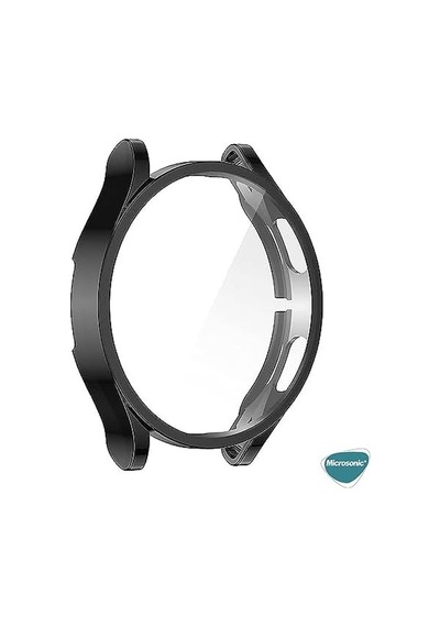 Galaxy Watch 6 Classic 43mm İçin Kılıf 360 Full Round Soft Silicone Siyah Galaxy Watch 6 Classic 43mm İle Uyumlu Kılıf - Siyah