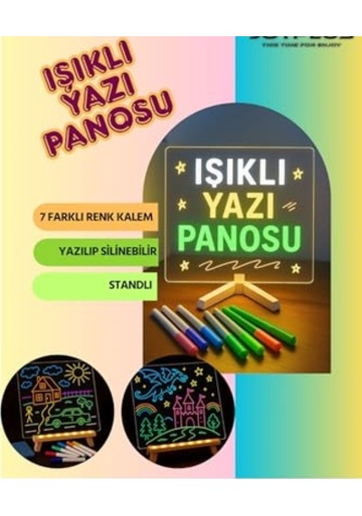Led Mum Yaz-sil Işıklı 3 Kalemli Neon Yazı Tahtası Yazılıp Silinebilir Not Tahtası Akrilik Genel