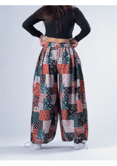Cocopelli Bandana Paça Ayarlamalı Süper Oversize Kadın Pantolon Coc3368 Kiremit
