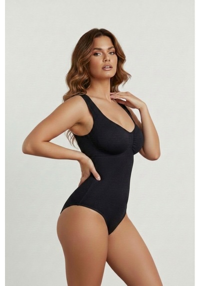 Mistirik Morcia Model Alttan Çıtçıtlı Sıkılaştırıcı Örme Kumaşlı Düz Toparlayıcı Body Siyah Renk