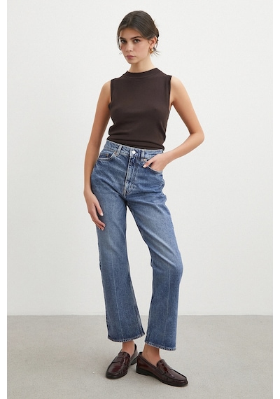 Never More Beş Cepli Yüksek Bel Regular Fit Jean Mavi Mavi