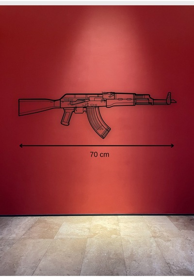 Ak-47 Desenli Siyah Metal Duvar Süsü