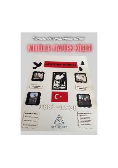Atatürk Köşesi Ahşap Ve Modüler - Okul Ve Sınıflar İçin. 75 X 100