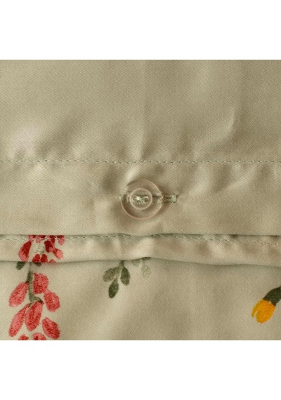 Flores Çiçek Desenli%100 Pamuk Saten Nevresim Seti, Açık Yeşil, Çift Kişilik Nevresim: 200x220 Cm / 2 Adet Yast Diğer