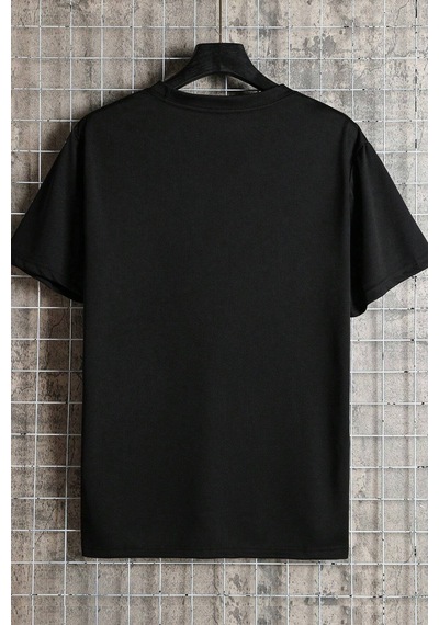 Unisex Draw Bear Baskılı Tasarım Tshirt Siyah
