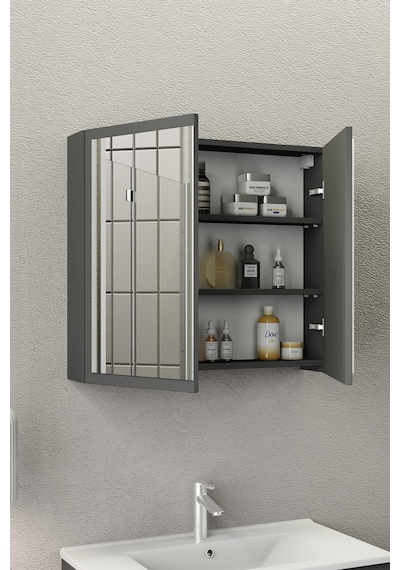 Biani Fix Loft 85 Cm Banyo Dolabı,Seramik Lavabolu, Aynalı,Lavabo Dahil,Mdf,Mat Gri Biani Fix Loft 85 Cm Banyo Dolabı,Seramik Lavabolu, Aynalı,Lavabo Dahil,Mdf,Mat Gri