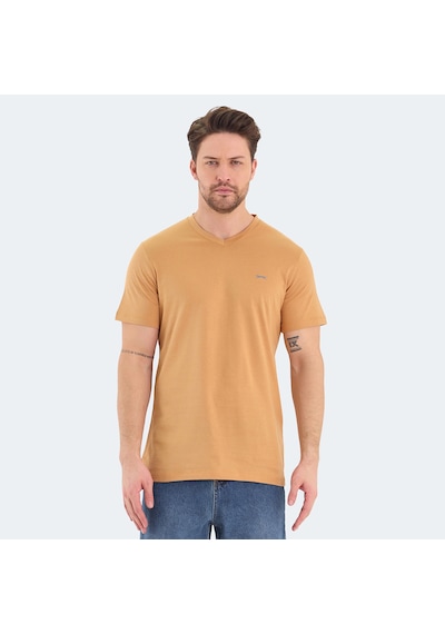 Slazenger RIVALDO Erkek V Yaka Hardal Tişört