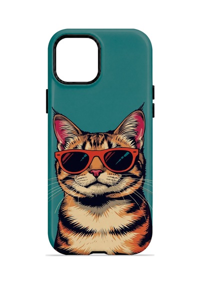 Velvoria Valestra Gözlüklü Cool Kedi Apple iPhone Uyumlu 12 Pro Darbe Korumalı Kılıf Valestra Select - Gözlüklü Cool Kedi