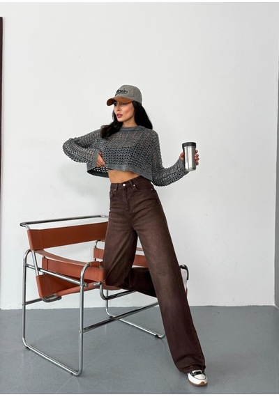 Kadın Kahverengi Taşlamalı Wide-leg Jean Yüksek Bel Geniş Paça Kot Pantolon Kahverengi+wide-leg Kadın Kahverengi Taşlamalı Wide-leg Jean Yüksek Bel Geniş Paça Kot Pantolon Kahverengi+wide-leg