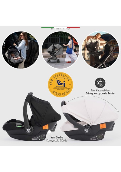 Elele Pilota Premium Kabin Tipi Travel Sistem Bebek Arabası Siyah