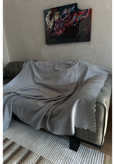 Sofline Kadife Şönil Koltuk Örtüsü, Kaymaz Kanepe Örtüsü, Koltuk Şalı 180 X 220cm Gri