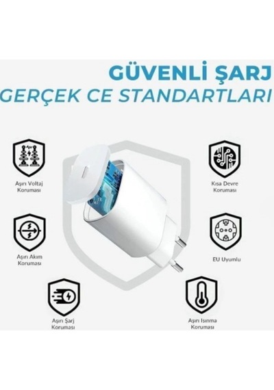 25w Apple Uyumlu iPhone Uyumlu Hızlı Şarj Adaptörü Ve Type-c Lightning Kablo Seti - Hızlı Ve Güvenli Şar