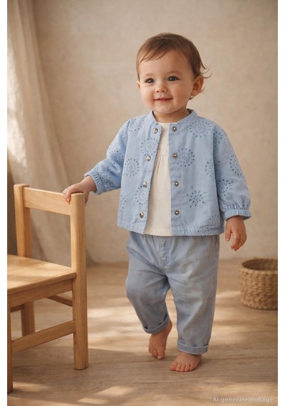 Civil Baby Fistolu Kanvas Oversize 6-18 Ay Ceket - Mavi Soft Mavi