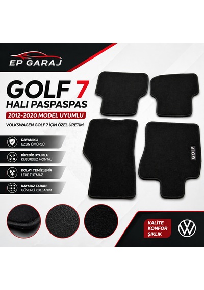 Volkswagen 2012-2020 Model Golf 7 Ve 7.5 Uyumlu Halı Paspas Takımı İnce Tip