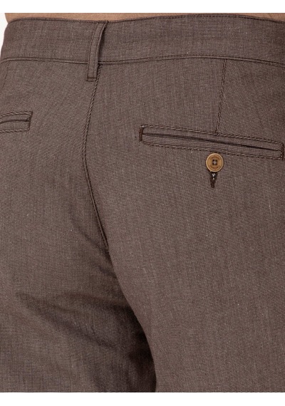 Cacharel Kahverengi Slim Fit Pamuk Karışımlı Kanvas Pantolon