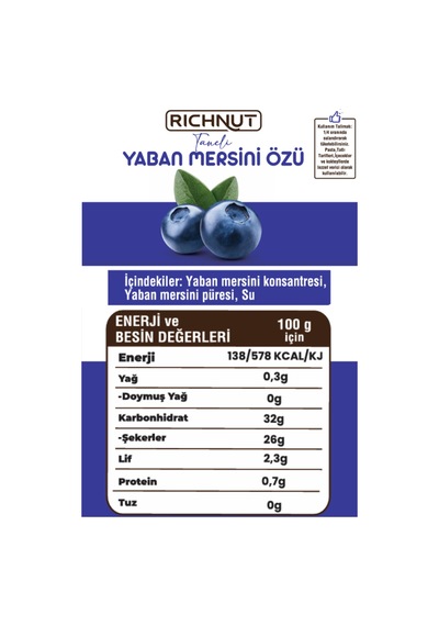 Yaban Mersini Özü Katkı, Koruyucu, Renklendirici İçermez Diğer
