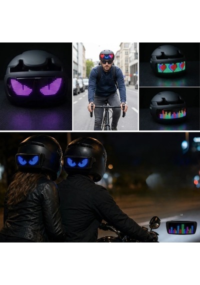Buffer 15 Farklı Model Işıklı Led Kask Ekranı, Parlayan Dekoratif Kask Paneli, Led Kask Aksesuarı Ve Eğlenceli Kask Süs