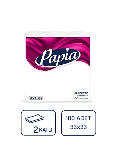 Garson Katlama Peçete 1/8 100lü 24 Paket - 1 Papia Garson Katlama Peçete 1/8 100lü 24 Paket