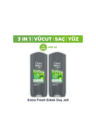 Dove Men +care Duş Jeli Body, Face&hair Extra Fresh 400 Ml X2