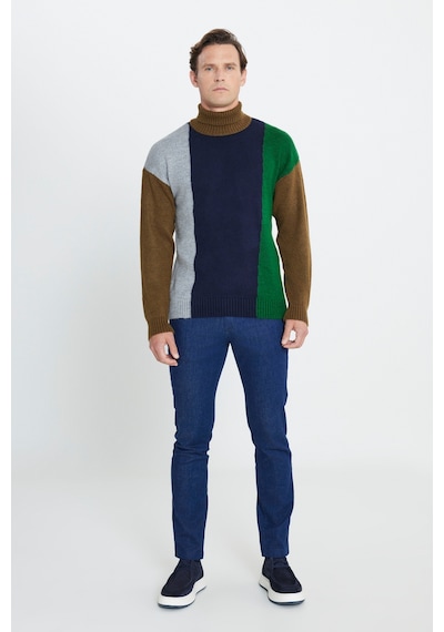 AC&Co / Altınyıldız Classics Erkek Hakı-lacı Oversize Fit Bol Kesim Tam Balıkçı Yaka Triko Kazak Haki - Lacivert AC&Co / Altınyıldız Classics Erkek Hakı-lacı Oversize Fit Bol Kesim Tam Balıkçı Yaka Triko Kazak Haki - Lacivert