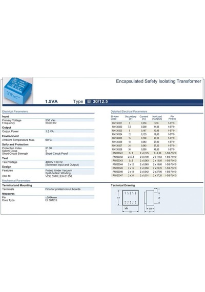 Trafo El-kom 1,5va 0-6v Mavi Rn130321