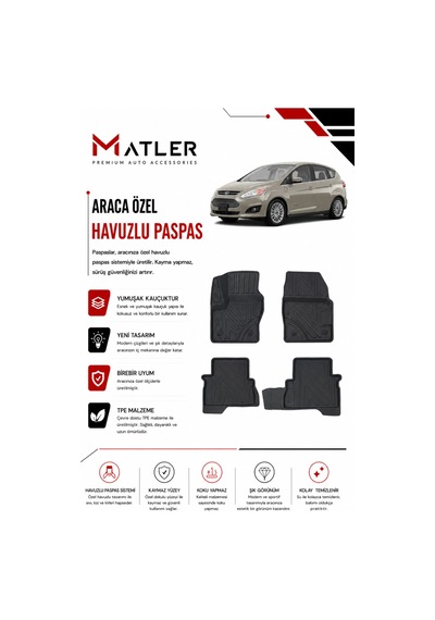 Ford C-max 2015 Model 4d Ekstra Havuzlu Paspas