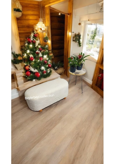Krem Peluş Kumaş Puf ,ev İçi Oturma Pufu , Dekoratif Puf, Kapı Kenarı Puf , Krem