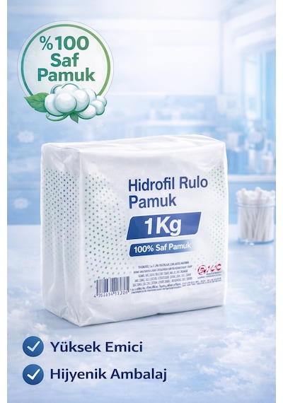 Hidrofil Rulo Pamuk 1 Kg Saf Pamuk Yüksek Emici Medikal Ve Kozmetik Kullanım 1 Adet
