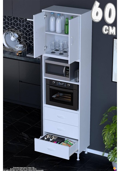 Defne 60 Cm Fırın Uyumlu 3 Çekmeceli Çok Amaçlı Mutfak Kiler Banyo Organizer Çocuk Odası Dolabı Beyaz Defne 60 Cm Fırın Uyumlu 3 Çekmeceli Çok Amaçlı Mutfak Kiler Banyo Organizer Çocuk Odası Dolabı Beyaz