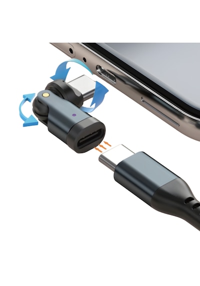 Alfais 6009 Usb Type-c Otg Çevirici Adaptör 540 Döner Pd240w 5a Şarj Veri Dönüştürücü