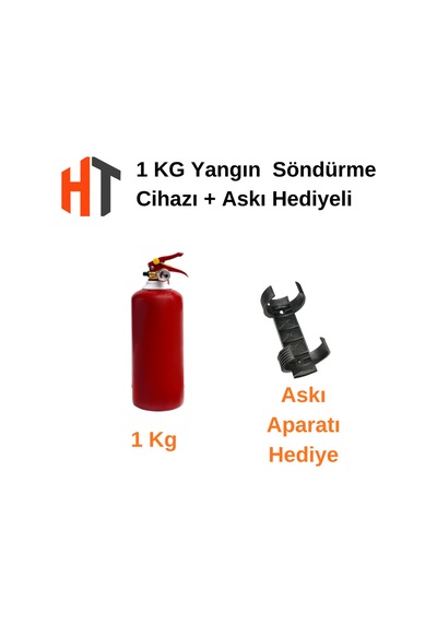 1 Kg Kuru Kimyevi Tozlu Yangın Söndürme Tüpü Askı Aparatı Hediyeli