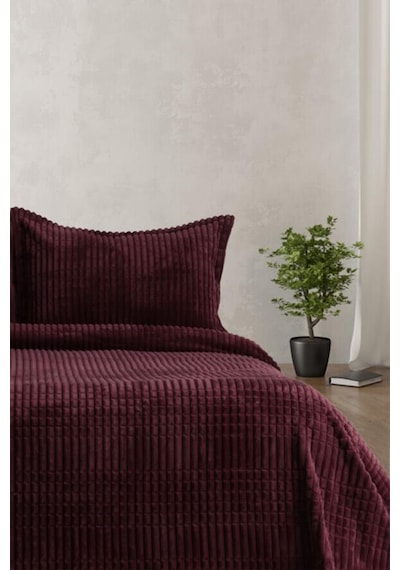 Merinos Modern Line Çift Kişilik Battaniye Seti Bordo Bordo
