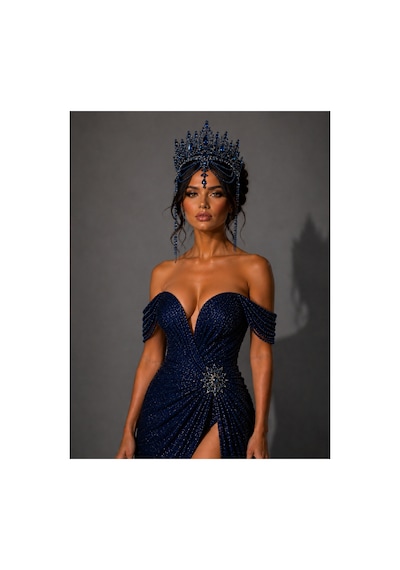 Diamond Veil Crown Alınlıklı Gelin,kına,nişan,söz,after,bride,party Taç Lacivert - 885835840 Lacivert