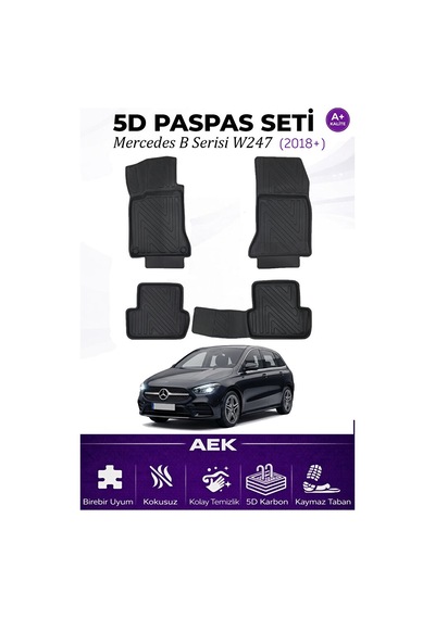 Mercedes B Serisi W247 2018+ Araca Özel Havuzlu "karbon" Paspas T