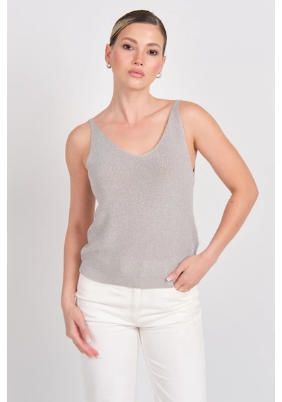 Sisley Onlshına Sl Glıtter Top Knt Kadın Gri Bluz - 15322379