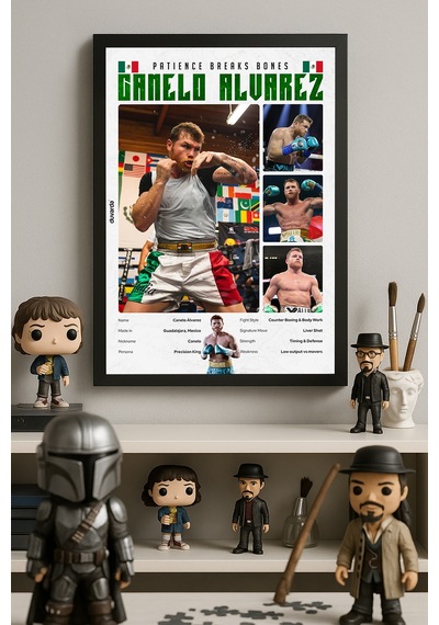 Canelo Alvarez Boks Siyah Ahşap Çerçeveli Poster, Dekoratif Dövüş Duvar Tablosu