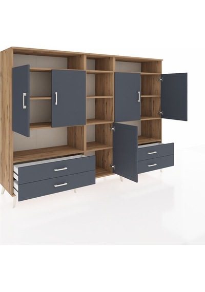 Hyperion Dolap 12 Raflı 4 Çekmeceli 5 Kapaklı 220x44x163 Çam-antr Çam-antrasit Hyperion Dolap 12 Raflı 4 Çekmeceli 5 Kapaklı 220x44x163 Çam-antr Çam-antrasit