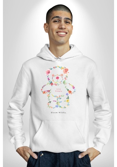 Sadece Yaşamak Kadın Erkek Beyaz Kapüşonlu Sweatshirt Hoodie Beyaz