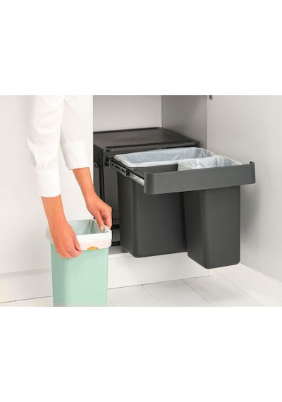 Brabantia Dark Grey Sort&go Buılt In Bın Çöp Kutusu 10+10+20lt Siyah