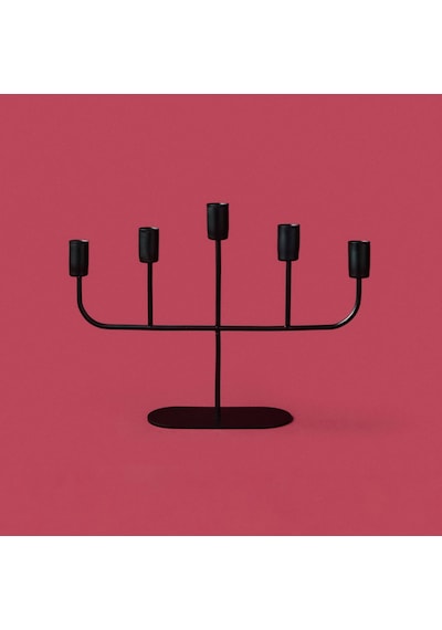 Deco Lucetta Şamdan - Siyah - 23 Cm Renkli