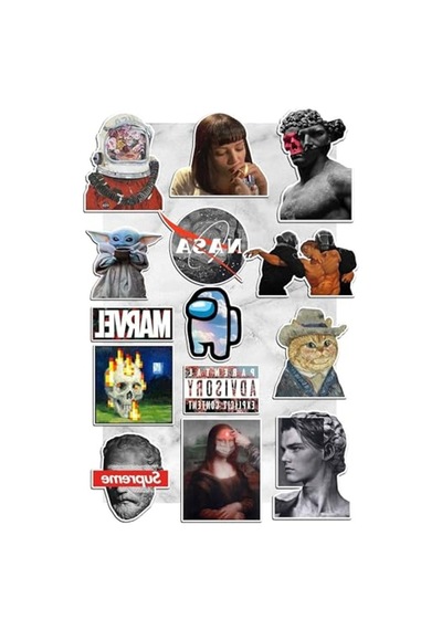 Aesthetic Temalı 14 Adet Laptop Sticker Seti, Yaratıcılığınızı Konuşturun Abanoz