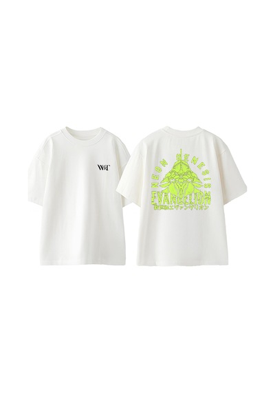Thewert Neon Genesis Evangelion 6 Tasarım Sırt Baskılı Pamuk Beyaz Oversize T-shirt