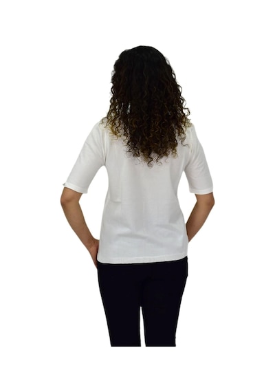 Kadın Yarım Kol V Yaka Yaka Sırt Detaylı Triko Tişöt 12837 Bgl-st04658 Ekru