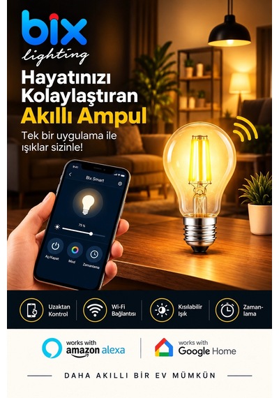 6w Daylight A+ Akıllı Ampul Wifi Uzaktan Kontrol Dim Edilebilir Alexa Google Uyumlu E27 Sarı Diğer
