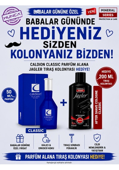 Caldion Classic Erkek Parfüm Edt 50 Ml Babalar Günü Özel Jagler Traş Kolonyası Hediye Aromatik