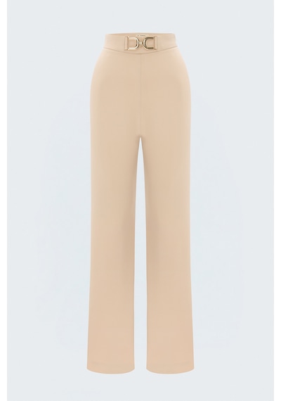 Sateen Aksesuar Detaylı Pantolon - Taş-137805