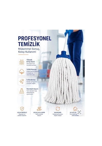 Welsoft İpli Mop Yedek Uç Mikro Etkili Paspas Çok Renkli